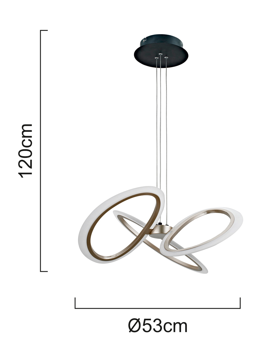 LEDTM LED φωτιστικό οροφής HLL-0205, 40W, 4000K, Φ53x120cm, οπάλ χρυσό/μαύρο - Image 4
