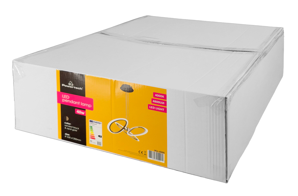 LEDTM LED φωτιστικό οροφής HLL-0205, 40W, 4000K, Φ53x120cm, οπάλ χρυσό/μαύρο - Image 6