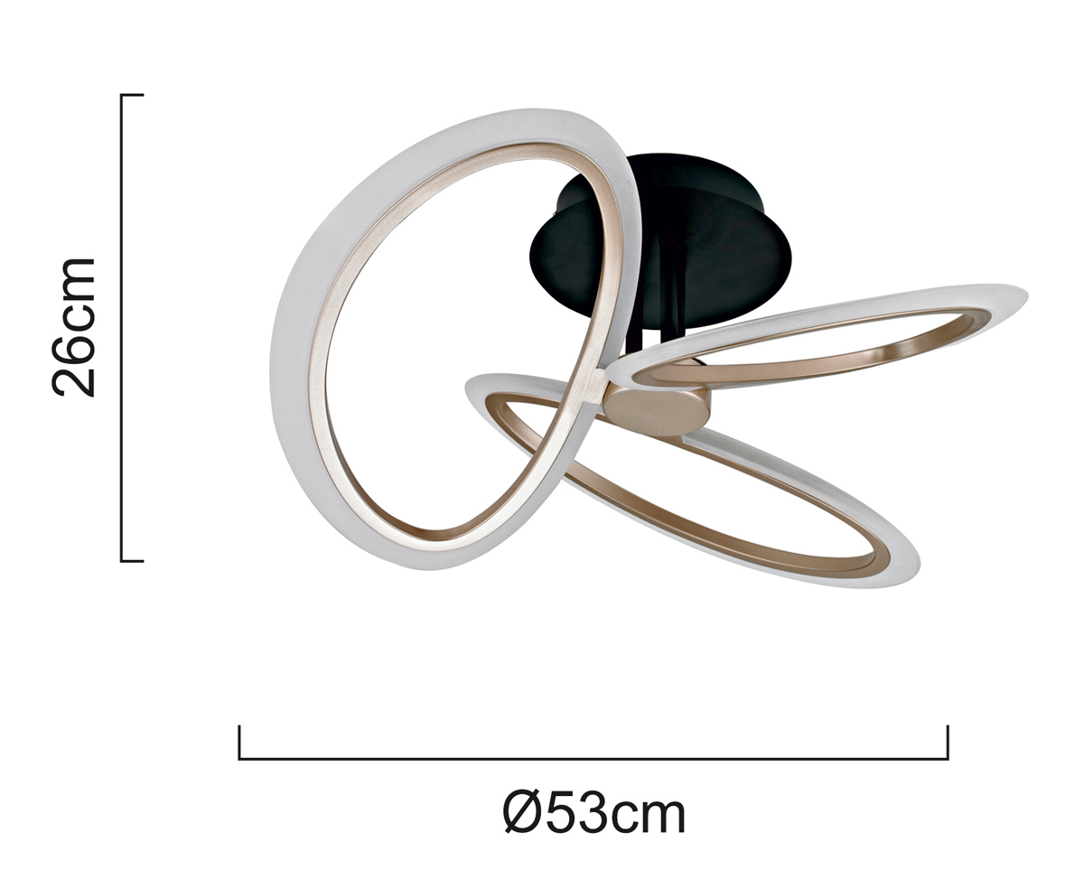 LEDTM LED φωτιστικό οροφής HLL-0206, 40W, 4000K, Φ53x26cm, οπάλ χρυσό/μαύρο - Image 4