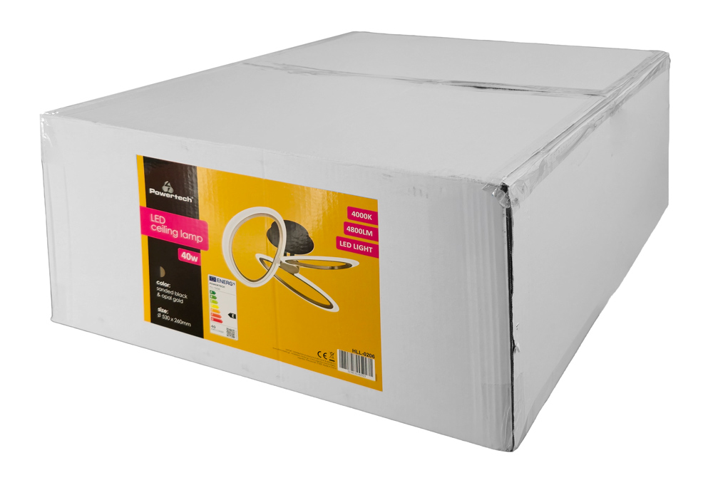 LEDTM LED φωτιστικό οροφής HLL-0206, 40W, 4000K, Φ53x26cm, οπάλ χρυσό/μαύρο - Image 6