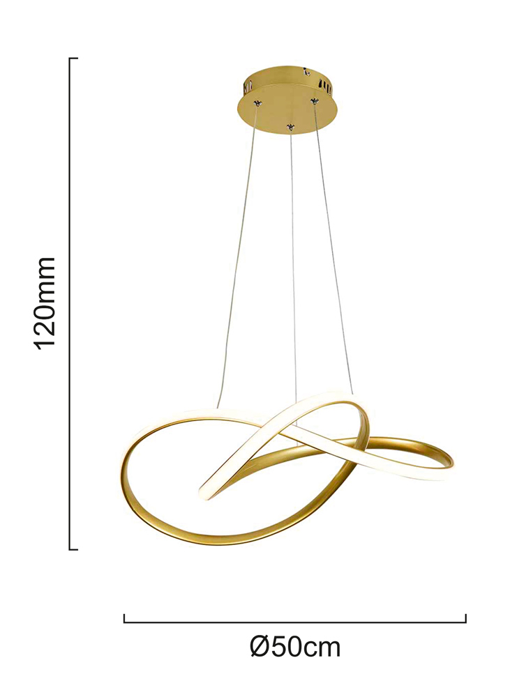 LEDTM LED φωτιστικό οροφής HLL-0208, 48W, 4000K, Φ50cm x 120cm, χρυσό - Image 4