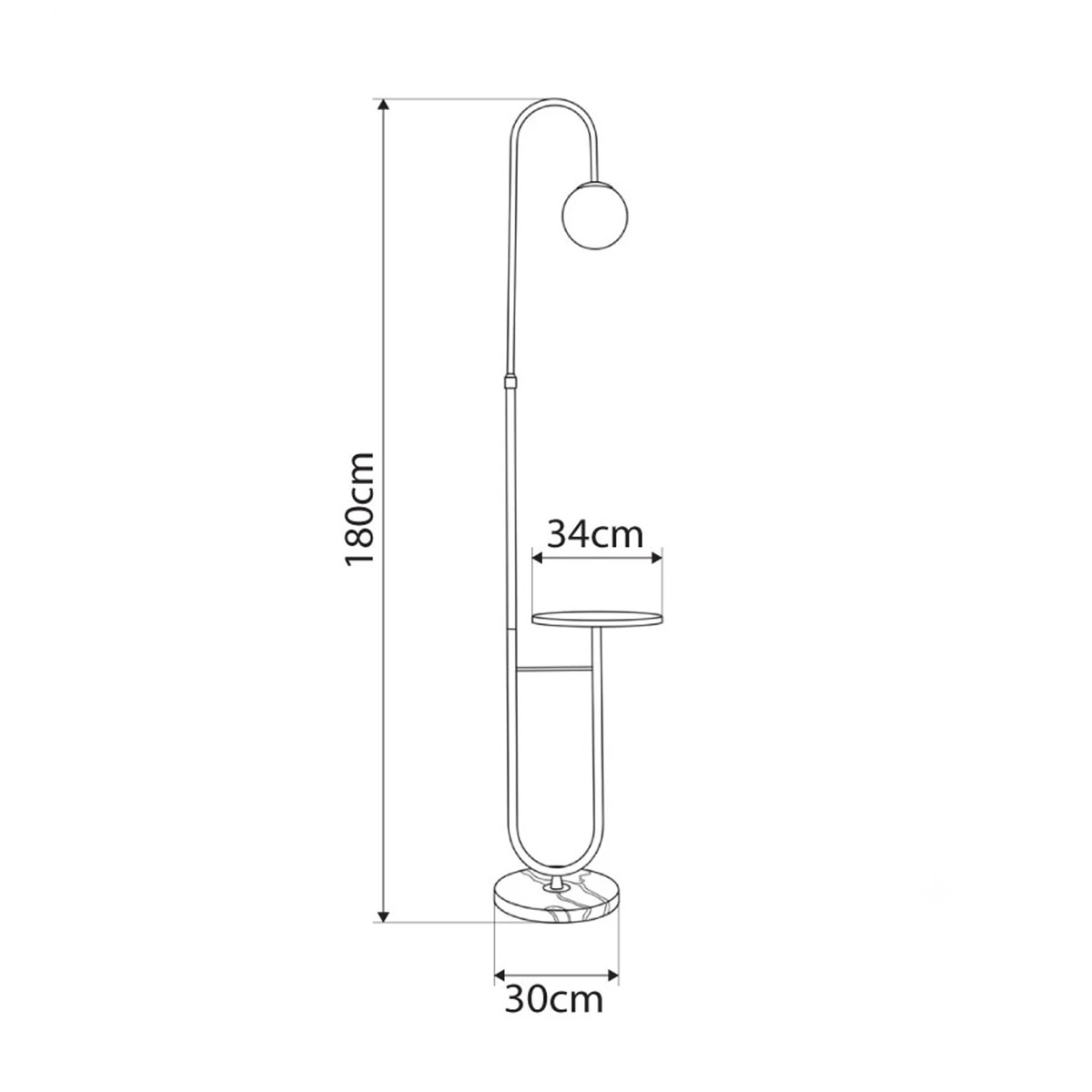 kelvo® CORDELIA KLV-102-0005 Επιδαπέδιο Φωτιστικό για Λάμπα με Ντουί 1 x E27 AC 220-240V IP20 - Μαύρο Ματ & Λευκό - Μ30 x Π34 x Υ180cm - Image 5