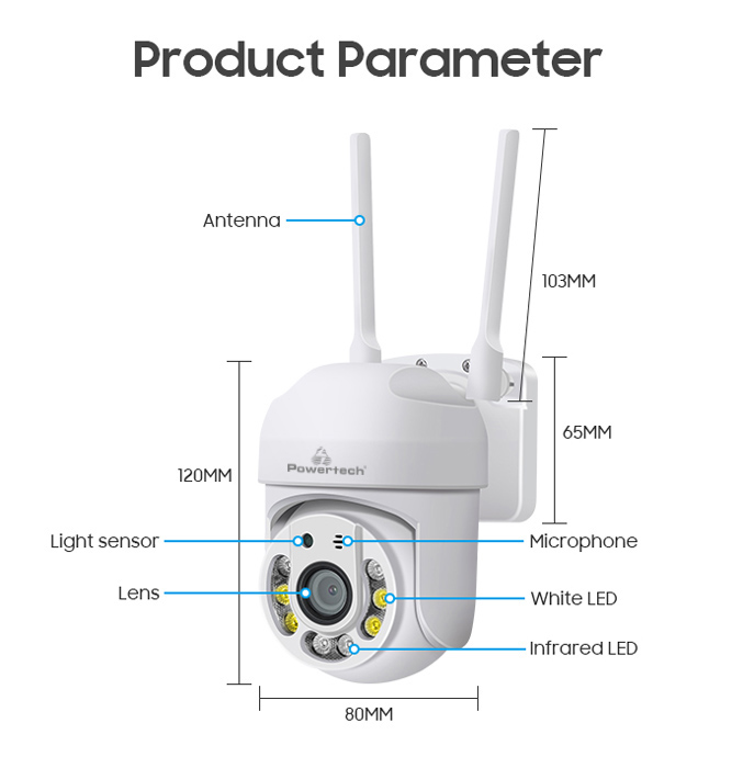 LEDTM smart κάμερα PT-1144, 2MP, Wi-Fi, PTZ, IP65 - Image 6