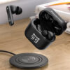 LEDTM earphones με θήκη φόρτισης PT-1227, TWS, ENC, 30/480mAh, μαύρα - Image 2