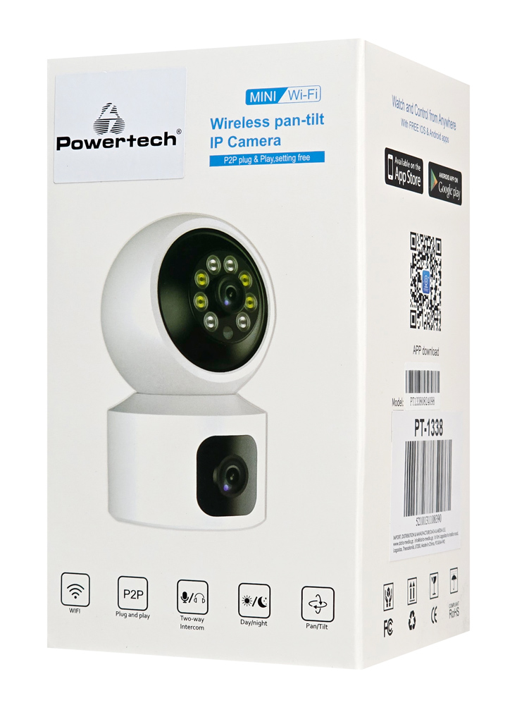 LEDTM smart κάμερα PT-1338, 2MP, dual lens, WiFi, PTZ, SD - Image 5