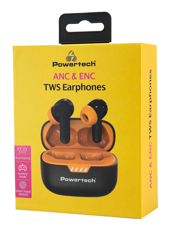 LEDTM earphones με θήκη φόρτισης PT-1431, True Wireless, 40/400mAh, ANC & ENC, μαύρα - Image 5