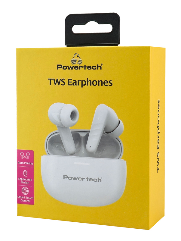 LEDTM earphones με θήκη φόρτισης PT-1432, True Wireless, 35/300mAh, λευκά - Image 4