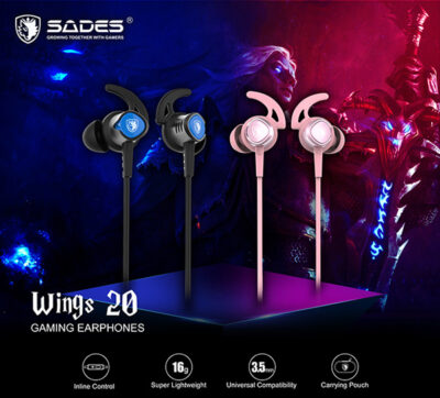 Alternative view of SADES gaming earphones Wings 20 με μικρόφωνο, 3.5mm, Φ12mm, 1.2m, ροζ