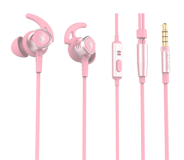 SADES gaming earphones Wings 20 με μικρόφωνο, 3.5mm, Φ12mm, 1.2m, ροζ - Image 4