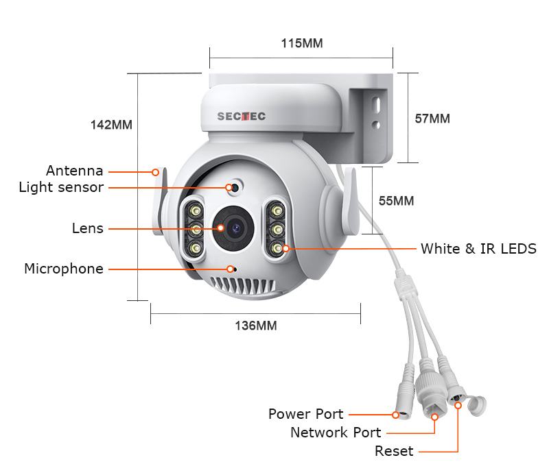 SECTEC smart κάμερα ST-515C-3MTY, 3MP, WiFi, SD, PTZ, IP65 - Image 9