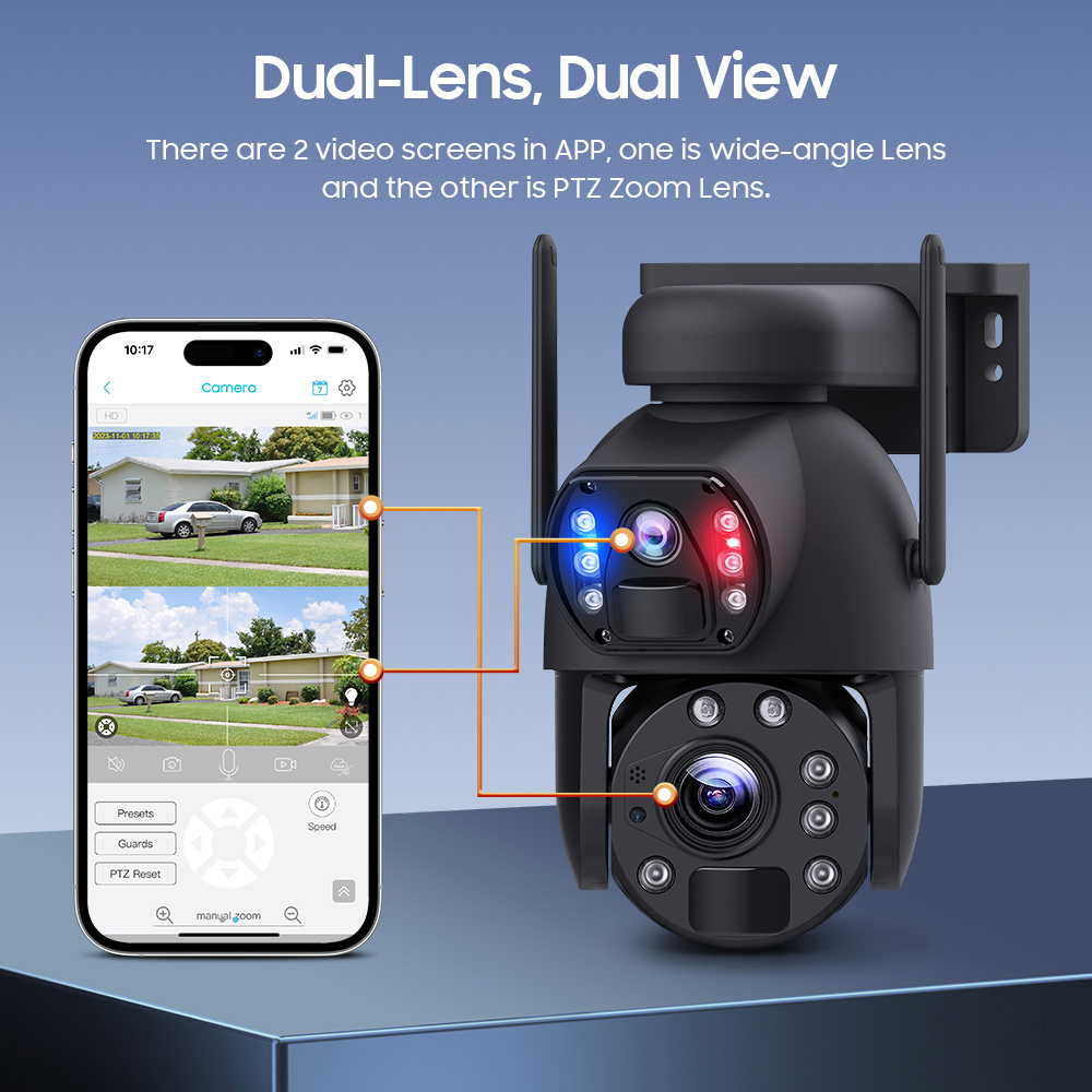SECTEC smart ηλιακή κάμερα ST-598-6M-4G-20W-EU, 3MP dual lens, 20x zoom, 4G, SD, PTZ - Image 2