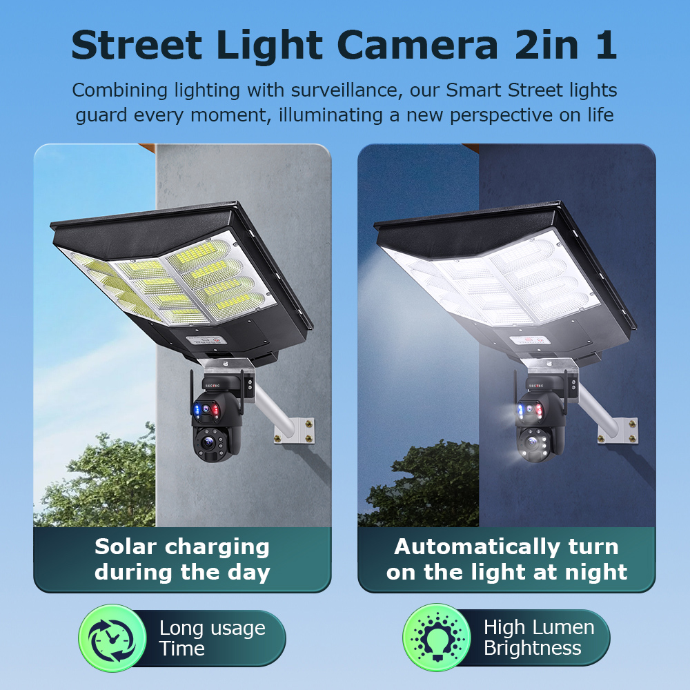 SECTEC smart ηλιακή κάμερα ST-LC598-EU με προβολέα, dual lens, 3MP, 4G, SD, PTZ, IP66 - Image 2