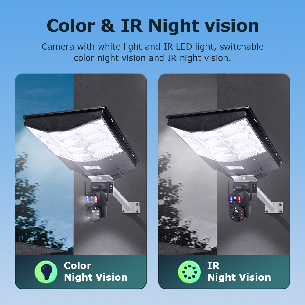 SECTEC smart ηλιακή κάμερα ST-LC598-EU με προβολέα, dual lens, 3MP, 4G, SD, PTZ, IP66 - Image 4