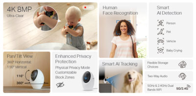 Alternative view of TP-LINK smart camera Tapo C260, 4K, WiFi, two-way audio, Pan/Tilt , Ver. 1.0