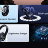 USAMS headphones YH21, ασύρματα & ενσύρματα, Φ40mm, 500mAh, μαύρα - Image 2
