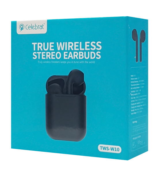 CELEBRAT earphones με θήκη φόρτισης W10, True Wireless, 30/300mAh, μαύρα - Image 5