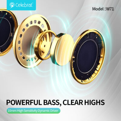 Alternative view of CELEBRAT earphones με θήκη φόρτισης W71, True Wireless, 10mm, 30/200mAh, μαύρα