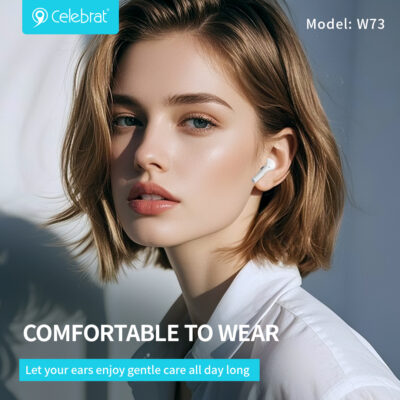 Alternative view of CELEBRAT earphones με θήκη φόρτισης W73, True Wireless, 13mm, 33/380mAh, λευκά
