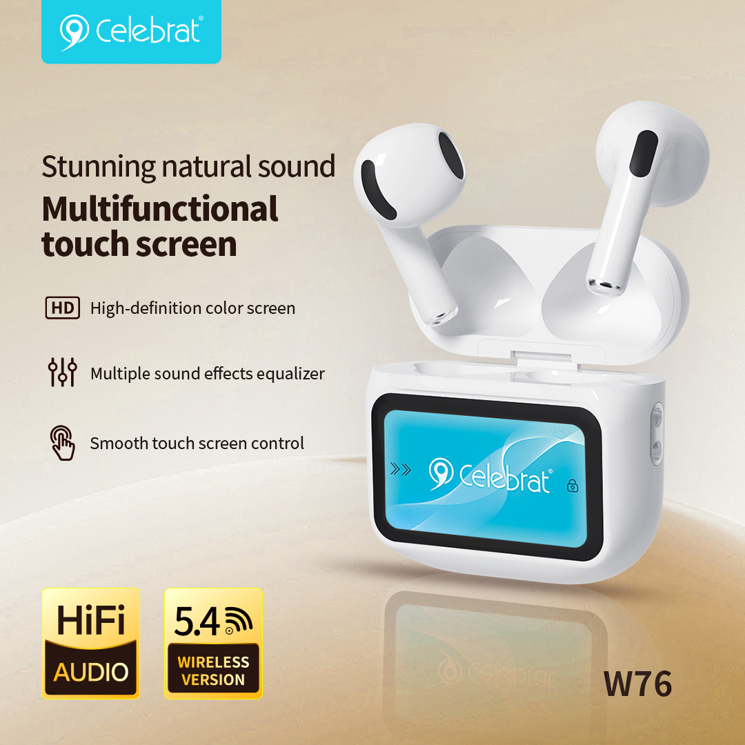 CELEBRAT earphones με θήκη φόρτισης W76, True Wireless, 13mm, 25/300mAh, λευκά - Image 6