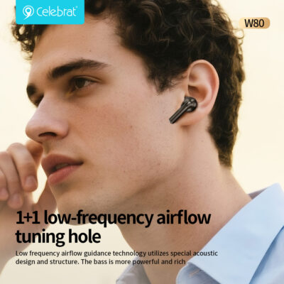 Alternative view of CELEBRAT earphones με θήκη φόρτισης W80, True Wireless, 13mm, 30/230mAh, γκρι