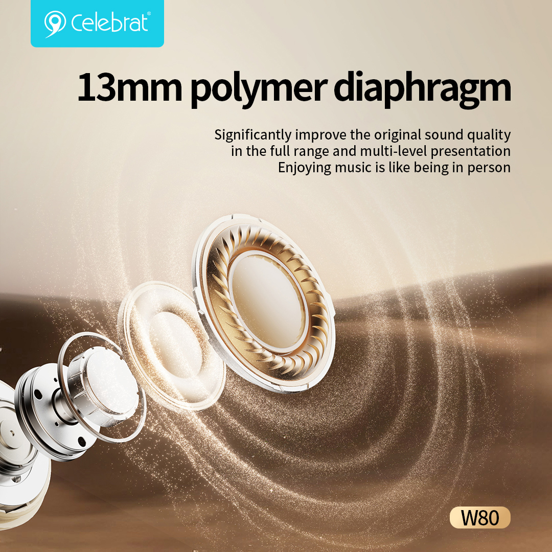 CELEBRAT earphones με θήκη φόρτισης W80, True Wireless, 13mm, 30/230mAh, λευκά - Image 3