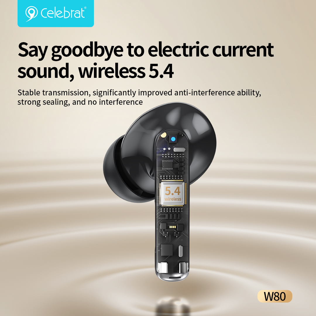CELEBRAT earphones με θήκη φόρτισης W80, True Wireless, 13mm, 30/230mAh, λευκά - Image 4