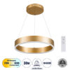 LEDTM® VENOM 61175 Μοντέρνο Κρεμαστό Φωτιστικό Οροφής LED 30W 3513lm 120° AC 220-240V IP20 Ρυθμιζόμενο Λευκό CCT με Χειριστήριο από 2700K έως 6000K Dimmable - Lumileds SMD Chip - Χρυσό Βούρτσας - Μ40 x Π40 x Υ6.5cm - 3 Χρόνια Εγγύηση - Image 2