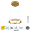 LEDTM® DIAMOND 61127 Μοντέρνο Κρεμαστό Φωτιστικό Οροφής LED 20W 2356lm 360° AC 220-240V IP20 Ρυθμιζόμενο Λευκό CCT με Χειριστήριο από 2700K έως 6000K Dimmable - Lumileds SMD Chip - Χρυσό Βούρτσας - Μ25 x Π25 x Υ3cm - 3 Χρόνια Εγγύηση - Image 2