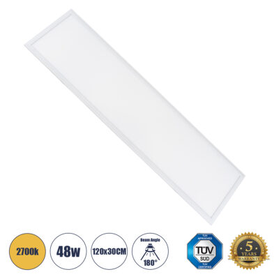 Alternative view of LEDTM® PANELETI 60214 Χωνευτό Panel Οροφής 120x30 LED 48W 4320lm 120° UGR<19 AC 220-240V IP20 Θερμό Λευκό 2700K - Lumileds SMD Chip & TÜV SÜD Driver - Λευκό Γαλακτερό - Μ120 x Π30 x Υ1.5cm / Q116 x 26cm - 5 Χρόνια Εγγύηση