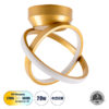 LEDTM® AMELIA 61054 Μοντέρνο Φωτιστικό Οροφής LED 20W 2400lm 300° AC 220-240V IP20 Ρυθμιζόμενο Λευκό CCT με On/Off 2700K/4500K/6000K - Lumileds SMD Chip - Χρυσό Βούρτσας - Μ24.5 x Π16 x Υ25cm - 3 Χρόνια Εγγύηση - Image 2