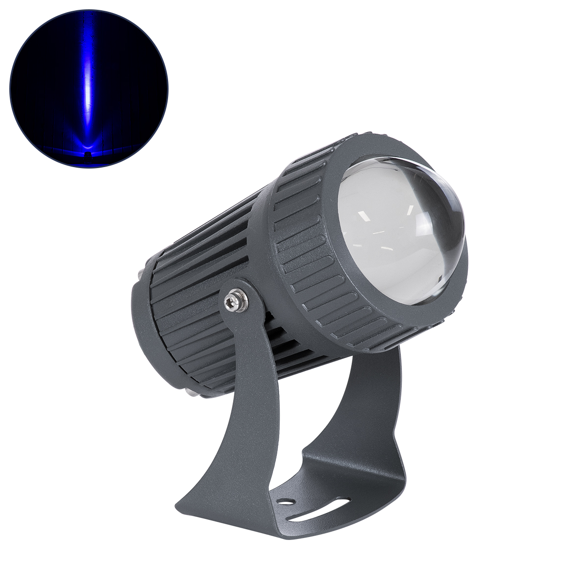 LEDTM® SPOTFENIA 90136 Αρχιτεκτονικό Σποτ Φωτισμου LED 10W 850lm 5° DC 24V Αδιάβροχο IP65 Μπλε Dimmable - Bridgelux COB Chip - Γκρι Ανθρακί - Μ7 x Π7 x Υ12cm - 3 Χρόνια Εγγύηση - Image 2
