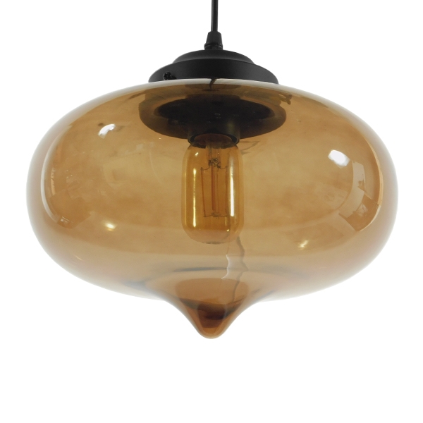 LEDTM® QUINN 01029 Vintage Κρεμαστό Φωτιστικό Οροφής με Ντουί 1 x E27 AC 220-240V IP20 - Μελί & Μαύρο - Μ26 x Π26 x Υ20cm - Image 2
