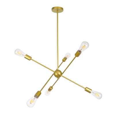 Alternative view of LEDTM® ZANE 00786 Μοντέρνο Φωτιστικό Οροφής με Ντουί 6 x E27 AC 220-240V IP20 - Χρυσό - Μ70 x Π70 x Υ100cm