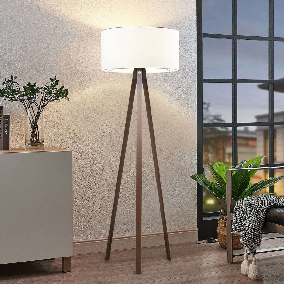 LEDTM® SAGA 204-0032 Μοντέρνο Επιδαπέδιο Φωτιστικό με Ντουί 1 x E27 AC 220-240V IP20 - Καφέ & Λευκό - Μ38 x Π38 x Υ140cm - Image 10