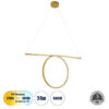 LEDTM® ROME 61297 Μοντέρνο Κρεμαστό Φωτιστικό Οροφής LED 24W 2640lm 200° AC 220-240V IP20 Ρυθμιζόμενο Λευκό CCT με On/Off 2700K/4500K/6000K - Lumileds SMD Chip - Χρυσό Βούρτσας - Μ65.5 x Π4 x Υ33cm - 3 Χρόνια Εγγύηση - Image 2