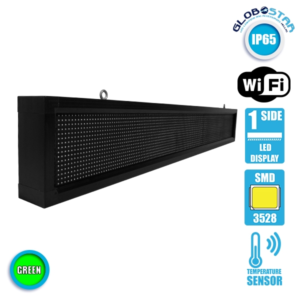 LEDTM® DISPLAY 90262 Κυλιόμενη Ψηφιακή Επιγραφή P10 Μονής Όψης LED AC 220-240V Αδιάβροχο IP54 Πράσινο - WiFi Control μέσω FK APP - Αισθητήρας Θερμοκρασίας & Υγρασίας - Μ168 x Π9 x Υ24cm - 2 Χρόνια Εγγύηση - Image 3