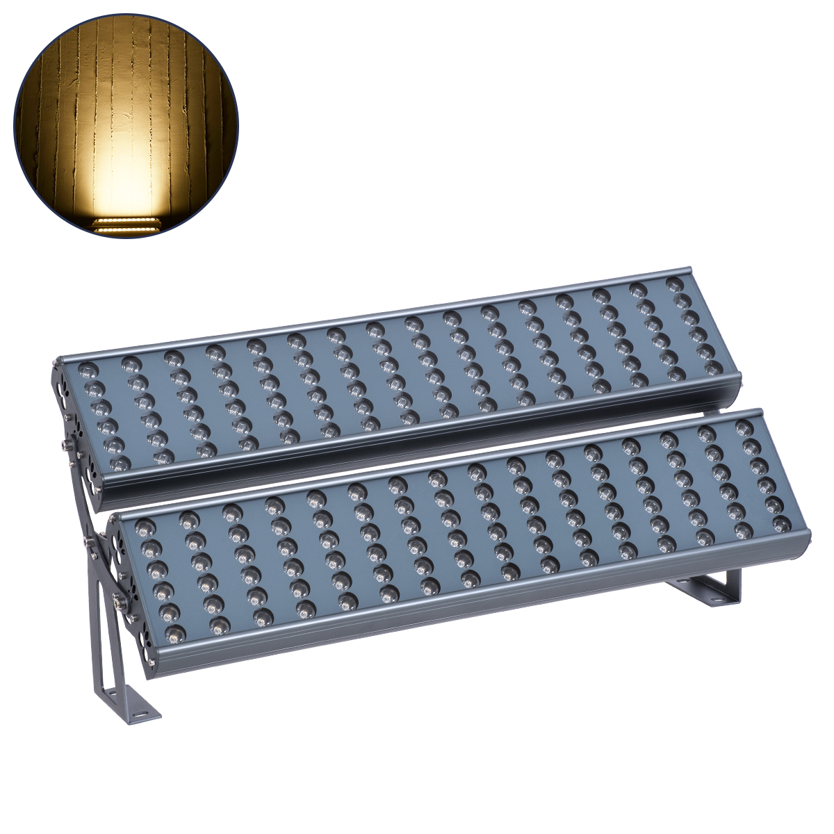 LEDTM® FLOOD-TENA 90225 Προβολέας Wall Washer για Φωτισμό Κτιρίων LED 192W 17280lm 10° DC 24V Αδιάβροχο IP65 L68.5 x W33 x H24cm Θερμό Λευκό 2700K - Ασημί - 3 Years Warranty - Image 2