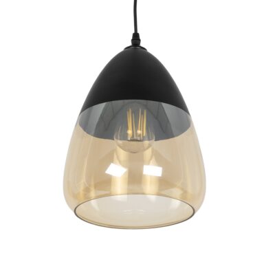 LEDTM® OLIVER 10001231 Vintage Κρεμαστό Φωτιστικό Οροφής με Ντουί 1 x E27 AC 220-240V IP20 - Μαύρο & Μελί - Μ20 x Π20 x Υ21cm