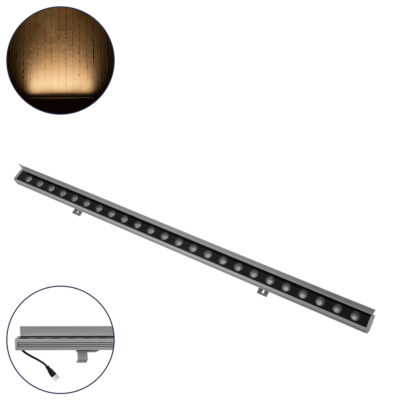 Alternative view of LEDTM® WASHERFAIA 90186 Μπάρα Φωτισμού Wall Washer με Αντιθαμβωτική Γρίλια LED 24W 2640lm 15° DC 24V Αδιάβροχο IP65 Θερμό Λευκό 2700K Dimmable - Bridgelux SMD Chip - Ασημί - Μ100 x Π4 x Υ5.5cm - 3 Χρόνια Εγγύηση