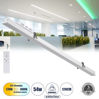 Alternative view of LEDTM® LUCA 61033 Μοντέρνο Φωτιστικό Οροφής LED 54W 6500lm 120° AC 220-240V IP20 Ρυθμιζόμενο Λευκό CCT με Χειριστήριο από 2700K έως 6000K Dimmable - Lumileds SMD Chip - Λευκό Ματ - Μ121.5 x Π5 x Υ4cm - 3 Χρόνια Εγγύηση