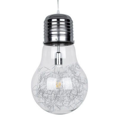 Alternative view of LEDTM® LAMP 01677 Μοντέρνο Κρεμαστό Φωτιστικό Οροφής με Ντουί 1 x E27 AC 220-240V IP20 - Ασημί & Διάφανο - Μ30 x Π30 x Υ52cm