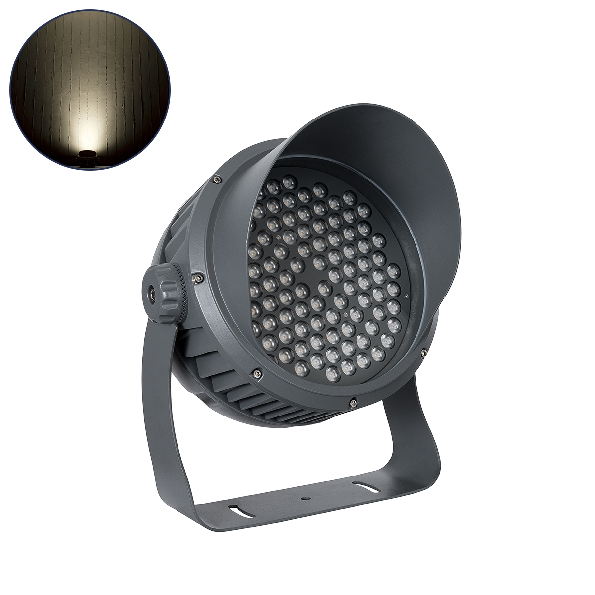 LEDTM® FLOODIMO 90747 Προβολέας Σποτ Wall Washer με Αντιθαμβωτική Γρίλια LED 100W 9500lm 10° AC 220-240V Αδιάβροχο IP67 Φυσικό Λευκό 4500K - Bridgelux SMD Chip - Γκρι Ανθρακί - Μ34 x Π36 x Υ44cm - 3 Χρόνια Εγγύηση - Image 2
