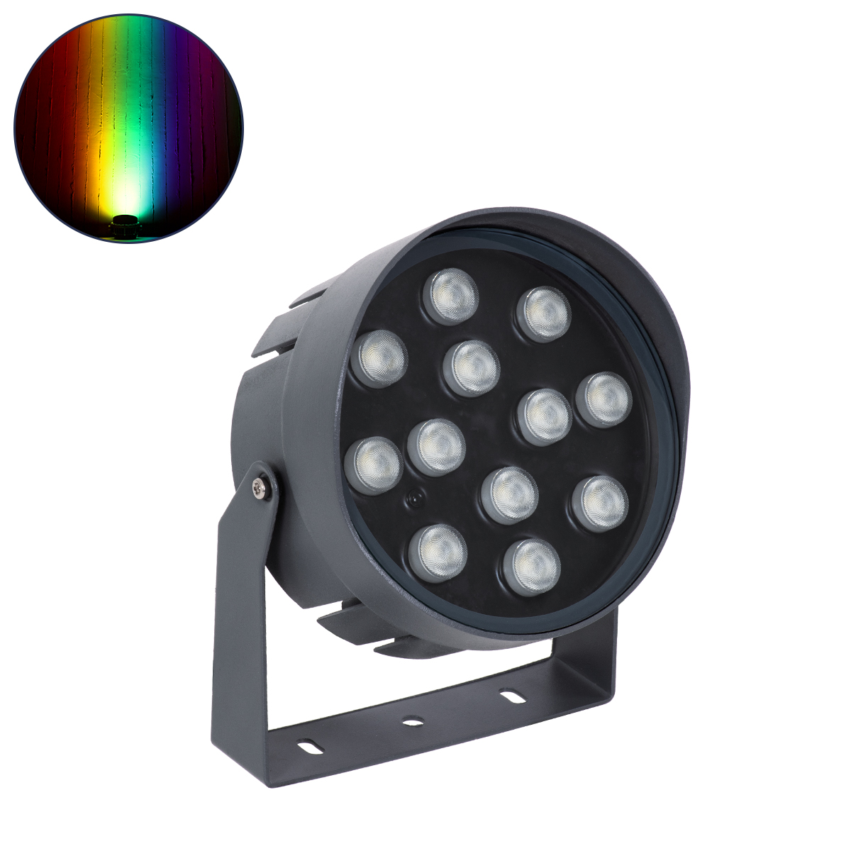 LEDTM® FLOODNIGMA 90396 Προβολέας Σποτ Wall Washer με Αντιθαμβωτική Γρίλια LED 24W 1920lm 30° DC 24V Αδιάβροχο IP65 Πολύχρωμο RGBW Dimmable DMX512 - Bridgelux SMD Chip - Γκρι Ανθρακί - Μ15 x Π15 x Υ9.1cm - 3 Χρόνια Εγγύηση - Image 2
