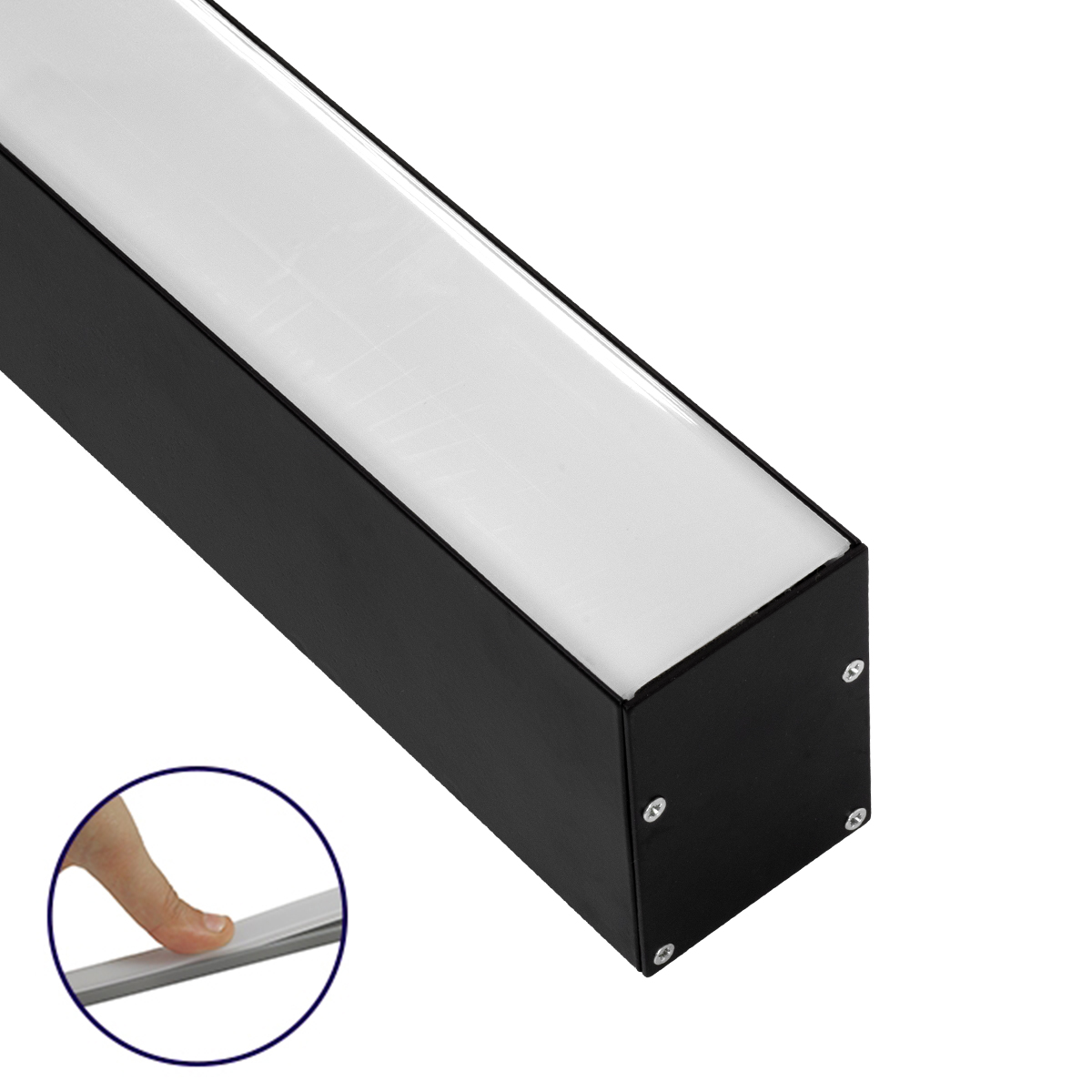 LEDTM® ALP-LINEAR VERTEX 70828-3M Επιφανειακό Προφίλ Αλουμινίου με Λευκό Γαλακτερό Πατητό Κάλυμμα για Ταινίες LED IP20 - Μαύρο & Λευκό - Μ300 x Π5 x Υ7cm - Image 2