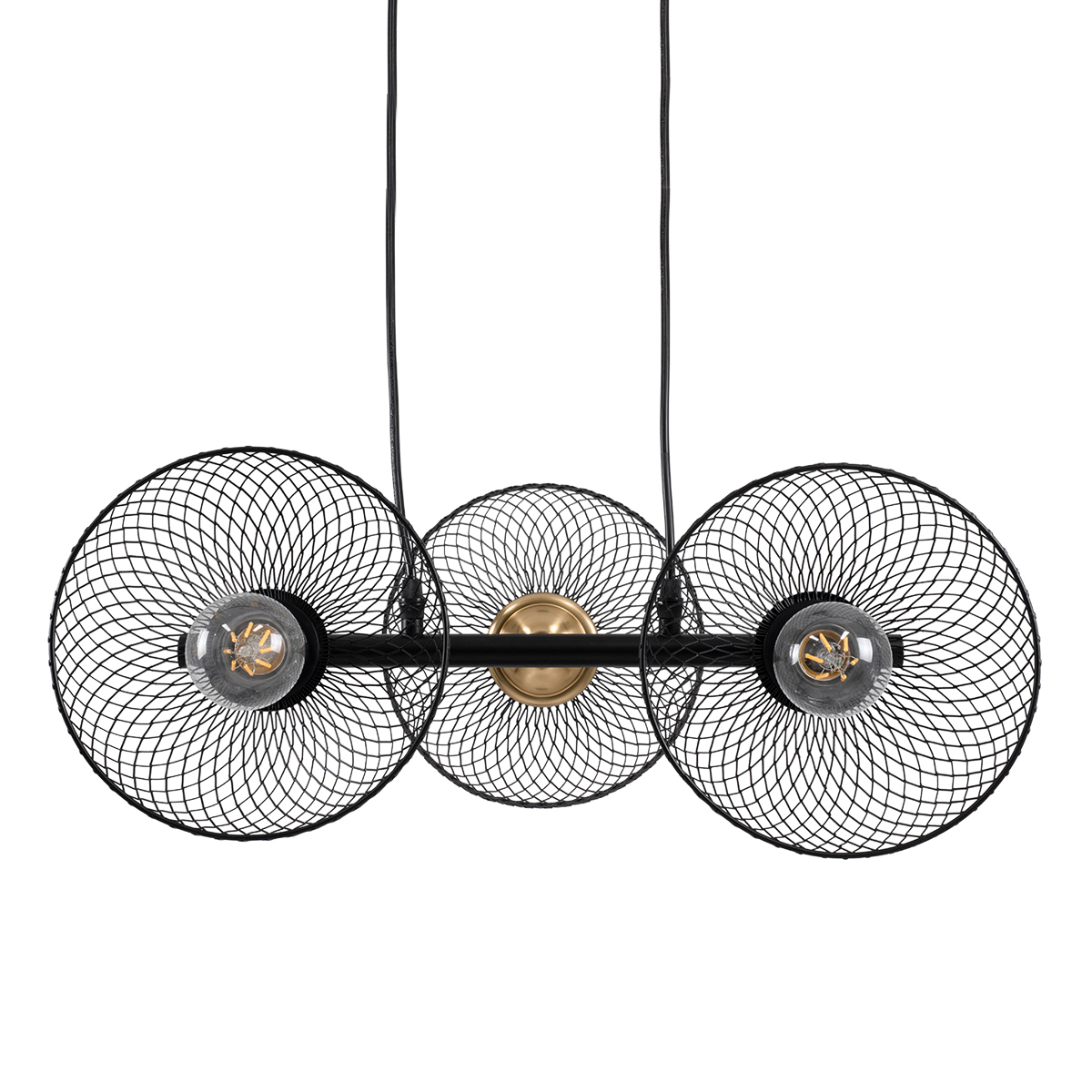 LEDTM® VERONA 00586 Μοντέρνο Κρεμαστό Φωτιστικό Οροφής με Ντουί 3 x E27 AC 220-240V IP20 - Μαύρο & Χρυσό - Μ50 x Π28 x Υ20cm - Image 2