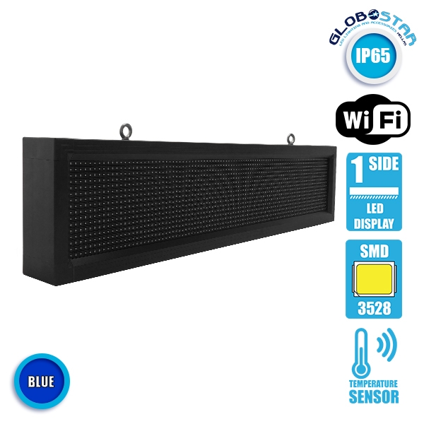 LEDTM® DISPLAY 90253 Κυλιόμενη Ψηφιακή Επιγραφή P10 Μονής Όψης LED AC 220-240V Αδιάβροχο IP65 Μπλε - WiFi Control μέσω FK APP - Αισθητήρας Θερμοκρασίας & Υγρασίας - Μ104 x Π9 x Υ24cm - 2 Χρόνια Εγγύηση - Image 2