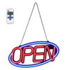 LEDTM® 85860 Φωτιστικό Ταμπέλα Φωτεινή Επιγραφή NEON LED Σήμανσης Animated Ovale OPEN 30W AC 230V με Διακόπτη On/Off και Ασύρματο Χειριστήριο IR Μπλε - Κόκκινο - Image 2