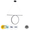 LEDTM® ROME 61294 Μοντέρνο Κρεμαστό Φωτιστικό Οροφής LED 24W 2640lm 200° AC 220-240V IP20 Ρυθμιζόμενο Λευκό CCT με On/Off 2700K/4500K/6000K - Lumileds SMD Chip - Μαύρο Ματ - Μ65.5 x Π4 x Υ33cm - 3 Χρόνια Εγγύηση - Image 2
