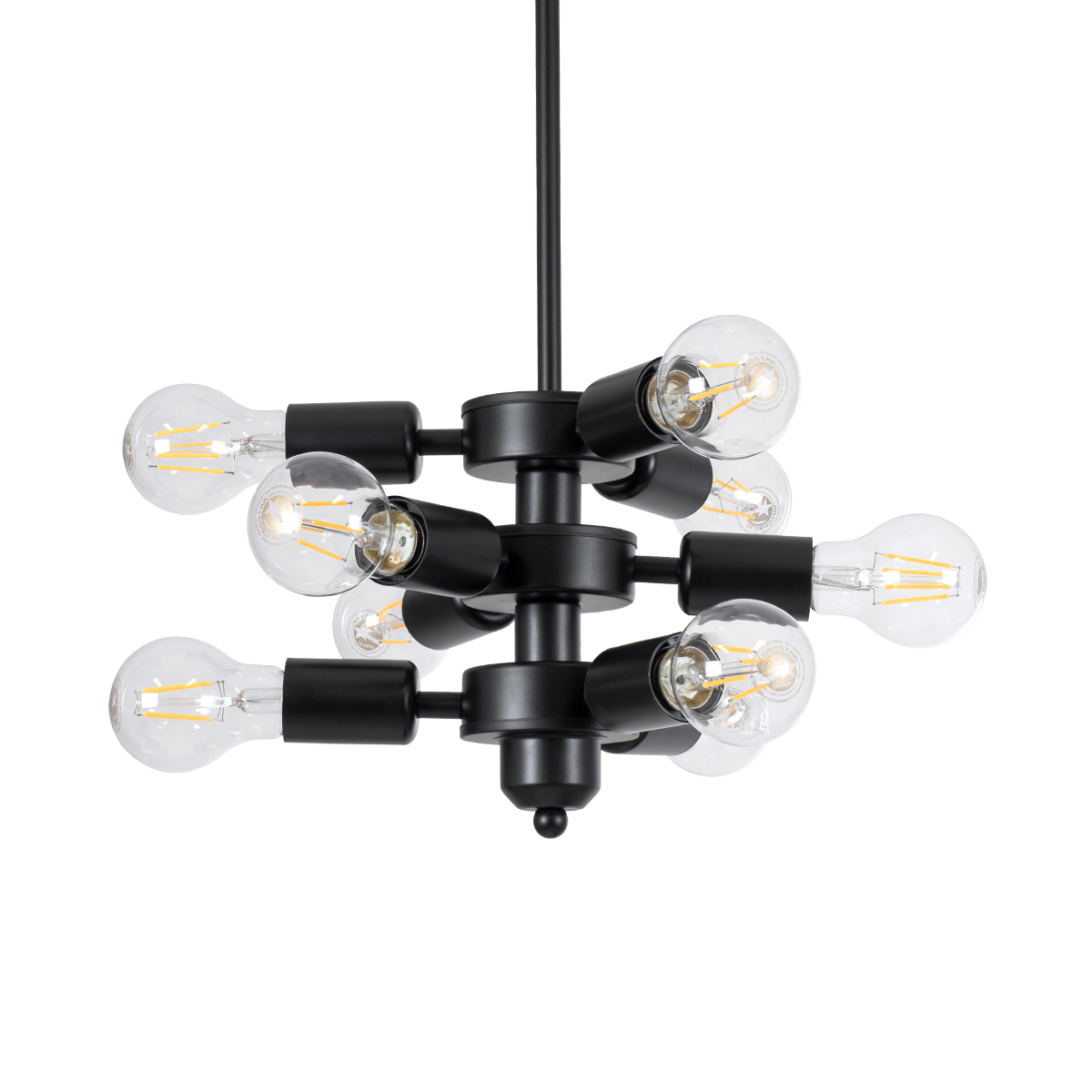 LEDTM® DELIR 01035 Μοντέρνο Φωτιστικό Οροφής με Ντουί 9 x E27 AC 220-240V IP20 - Μαύρο - Μ24 x Π24 x Υ23cm - Image 2