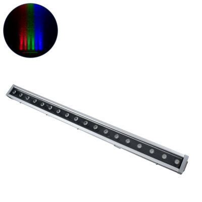 Alternative view of LEDTM® WASHER-DAIA S-90995 Μπάρα Φωτισμού Wall Washer LED 54W 5400lm 30° AC 230V Αδιάβροχο IP65 Μ100 x Π7.5 x Υ7cm Πολύχρωμο RGB DMX512 Display on Body - Ασημί